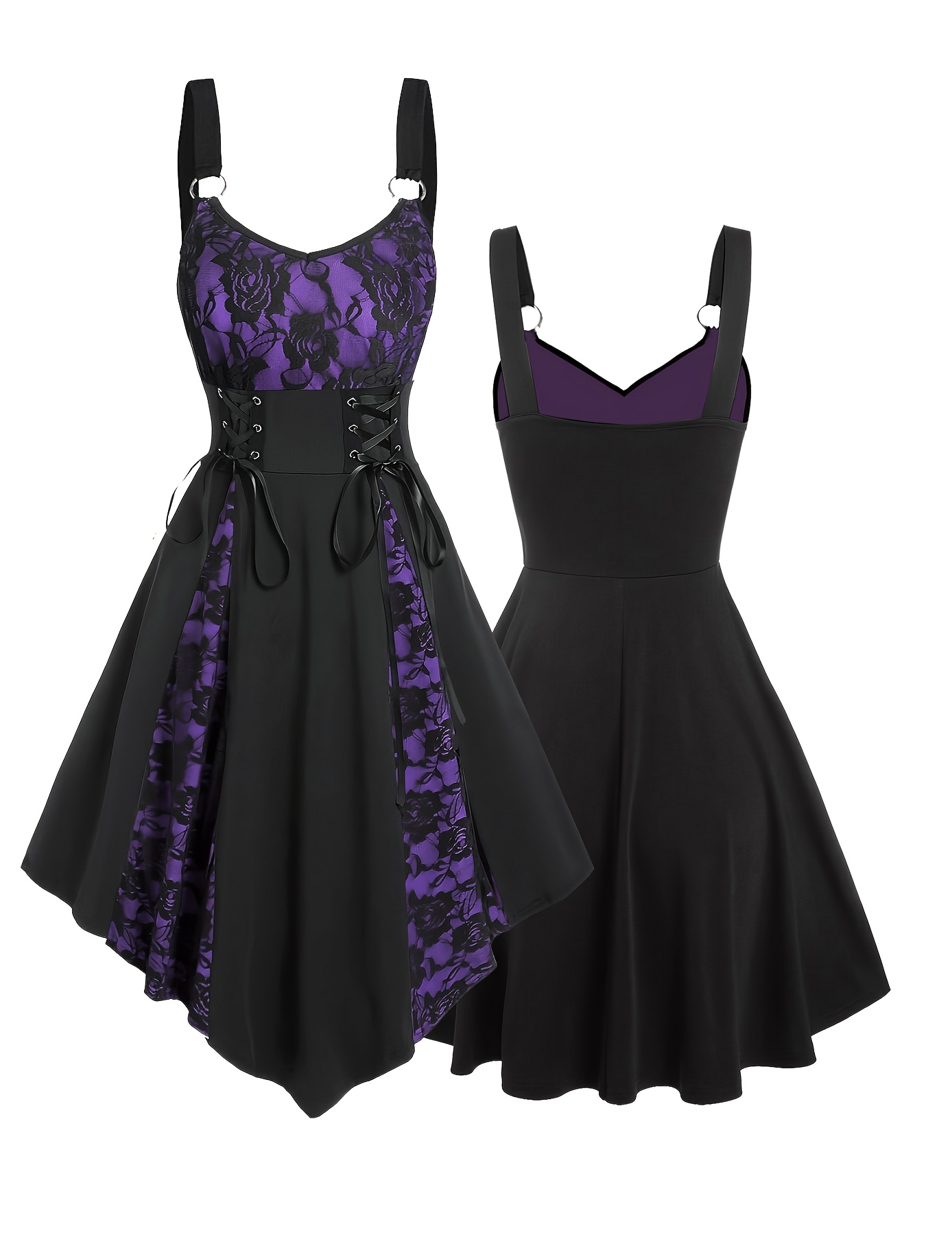 purple and black goth dress Black Orchid Mesh Handkerchief Strappy Dress main image 1