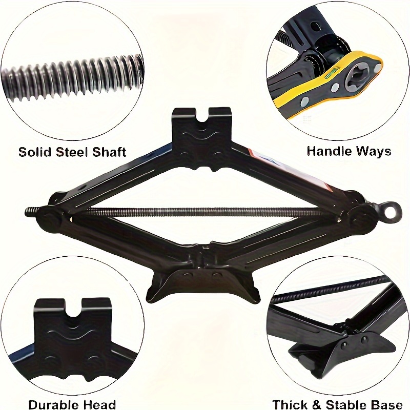 

1.5 Ton 304 Stainless Steel Manual And Labor-saving Wrench Set, Car Jack Lifting Tool Kit, Portable Emergency Tire Change, Auto Repair Accessories With Hand Crank Handle