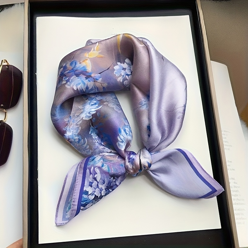 E-shop 1 Stück Eleganter, Blumigen, In Druckendes, Für Frauen Geeignetes, Weiches, Quadratisches Halsband, Leicht Und Dekorativ, Für Lässige Ausflüge,