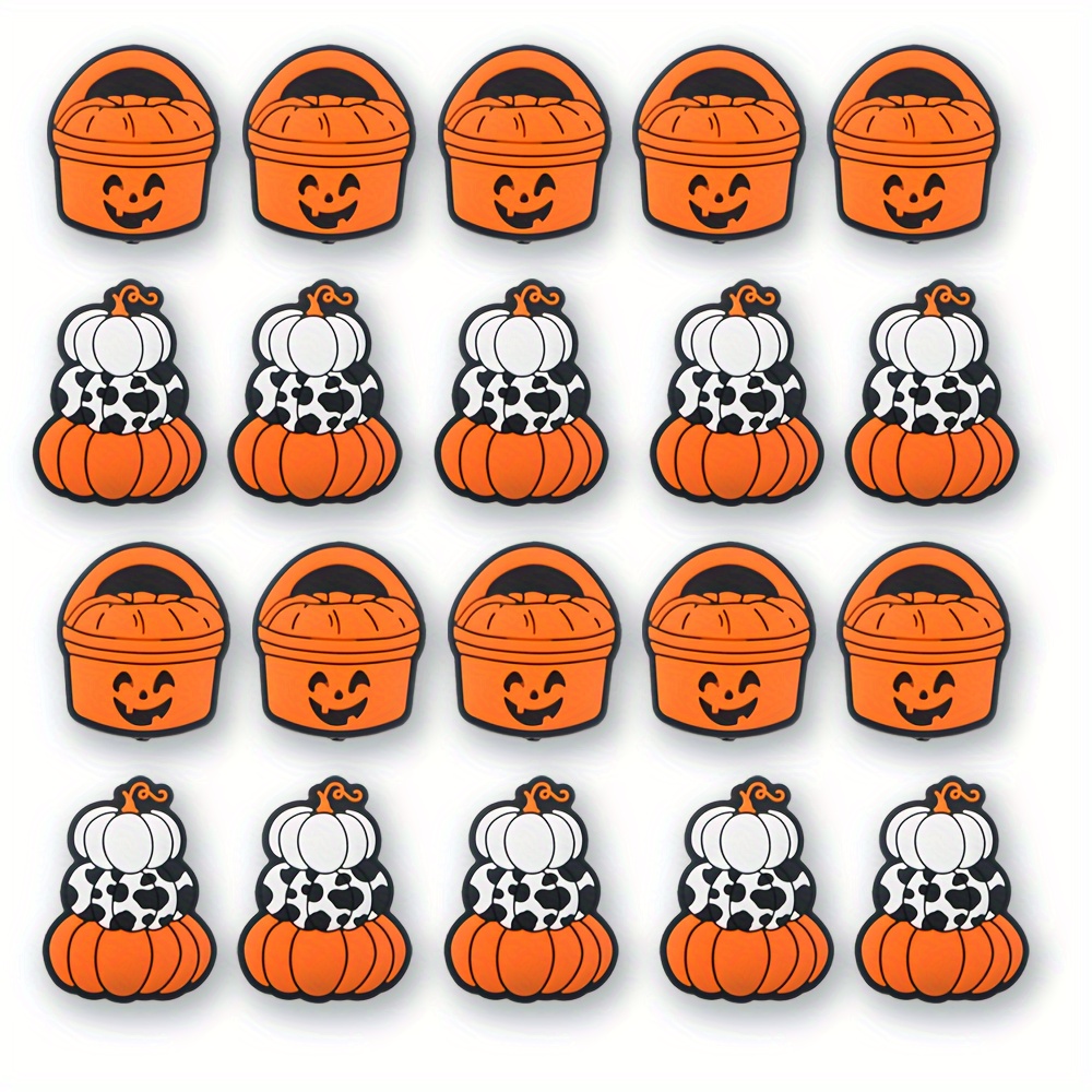 

5pcs Halloween Pumpkin Silicone Beads For Diy Crafts, Charm Bracelet Making, Keychains, And Bag Pendants - Festive Orange Craft Beads