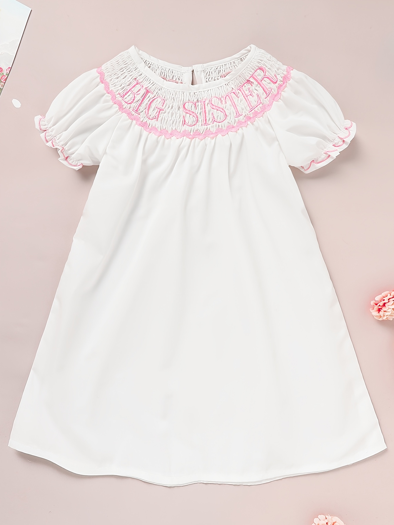 big sister smocked dress in blue hand smocking big sister - Temu