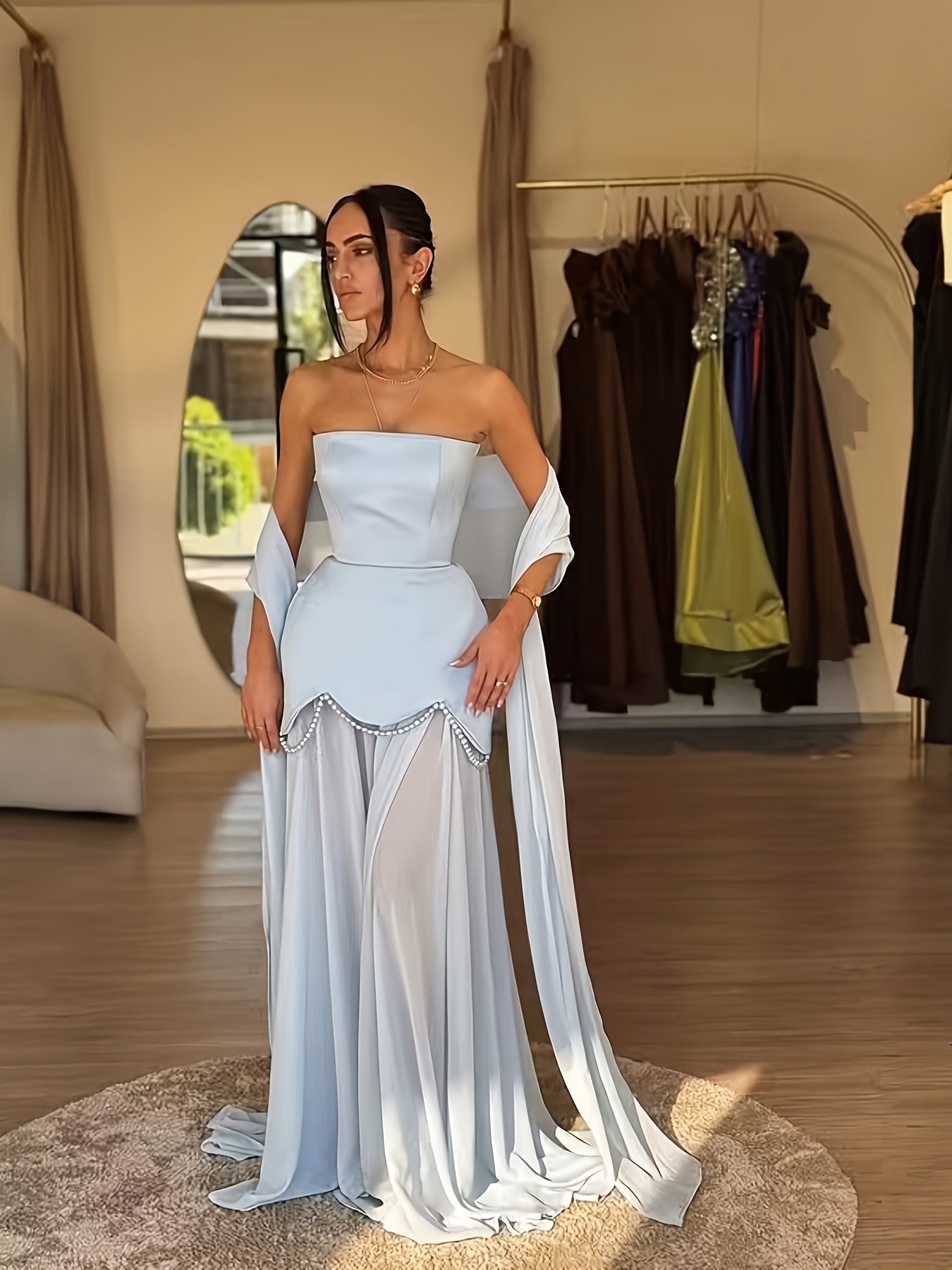 womens plain off the shoulder ruched sheer mesh dress Krystyna Off Shoulder Ruched Mesh Maxi Dress Butter