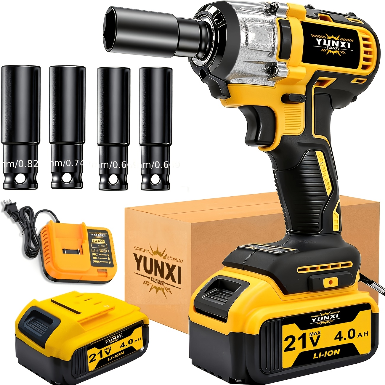 TEMU Kit de clé à fil 21V avec batterie 4000mAh et moteur robuste - Outil électrique fil adapté à la réparation de voitures, camions, motos, pistolet