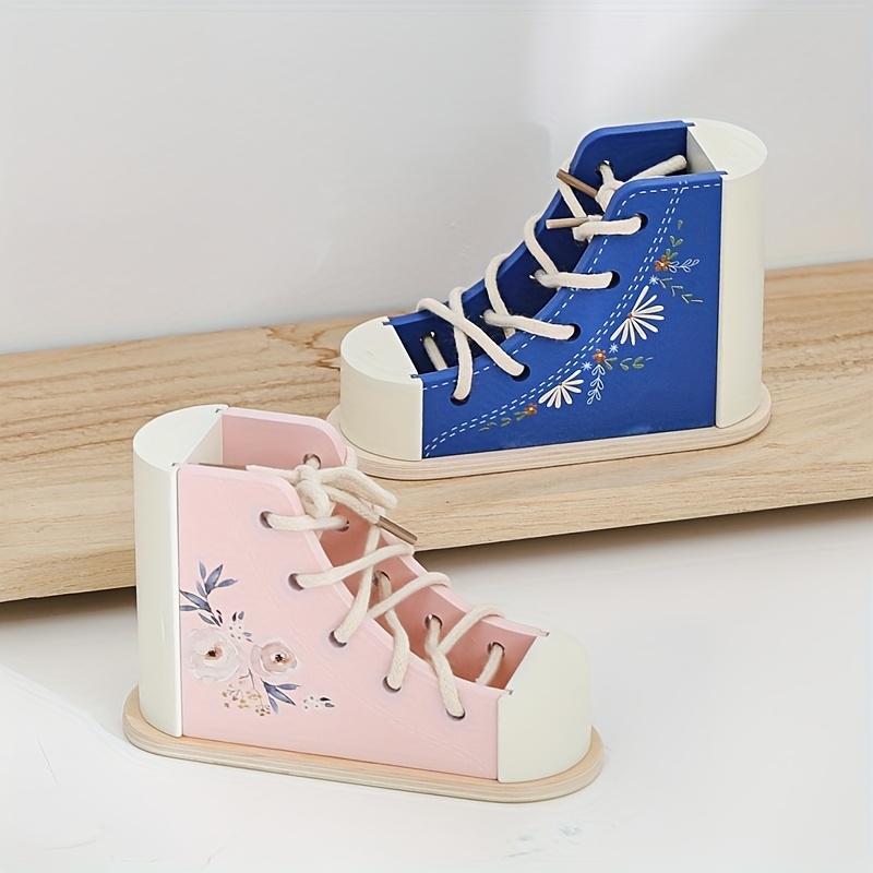 kids shoe lacing toy floral print elastic laces fine motor Temu