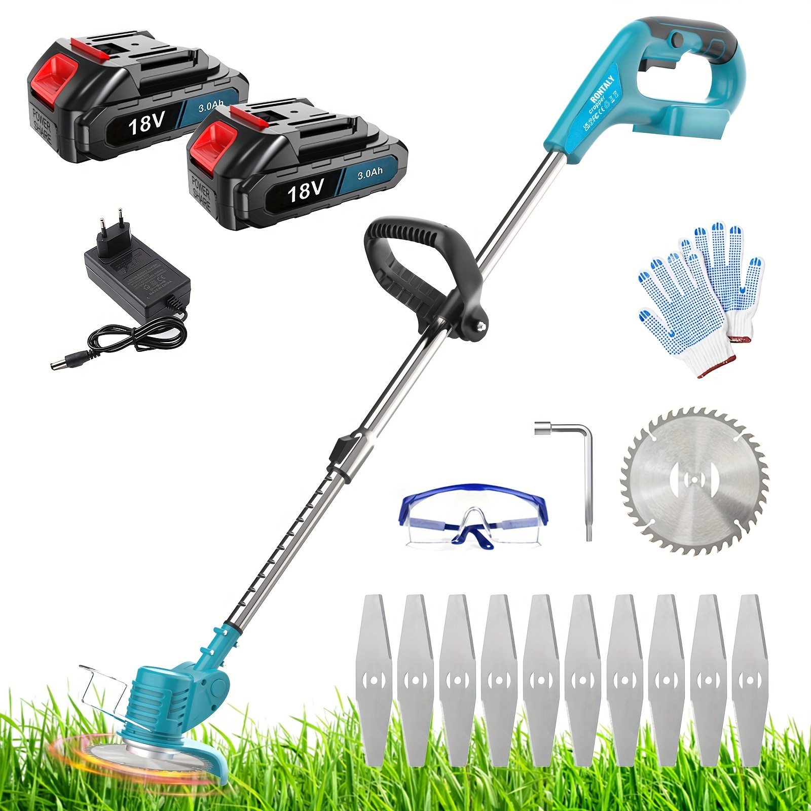 

Cordless Grass Trimmer, 18v Compatible With Makita, Lightweight Li- With 2 Battery And Charger Lawn Edger Tool For Trimming Grass