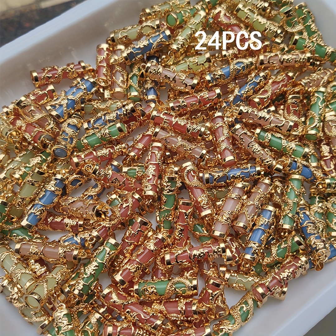TEMU 24pcs Of Luminous Dragon Pendants - Luminous Resin Pendants, Colorful Dragon Pillar Amulet Accessories, Random Colors, Suitable For Diy