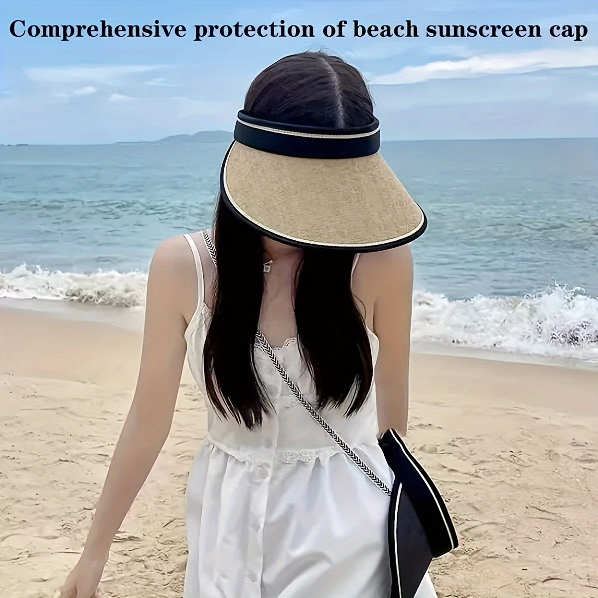 Sombrero de sol plegable para mujer, sombrero de paja con protección solar  de ala ancha, protección UV de verano, gorra de playa UPF 50+