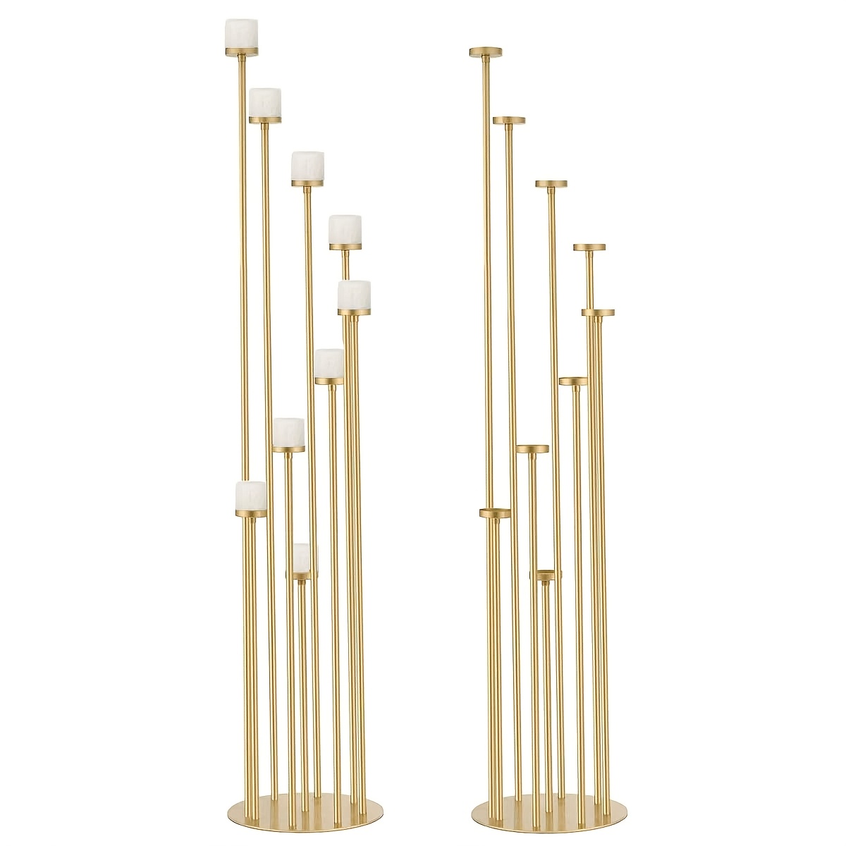 Image of 2pcs Golden 9 Arm Floor Candle Holder Candelabra For Home Decor, Metal Candle Holder For Wedding Ceremony, Dinner Table, Christmas, Halloween, Parties, Easter, Formal Events (candle )