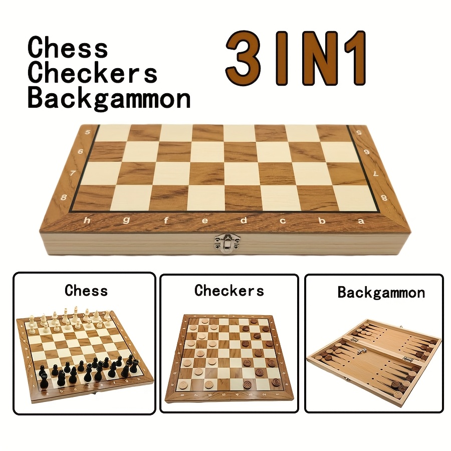 

Luxe, Premium 3-in-1 Wooden Chess Set With Folding Storage - Includes Classic Chess, Backgammon & - Adults