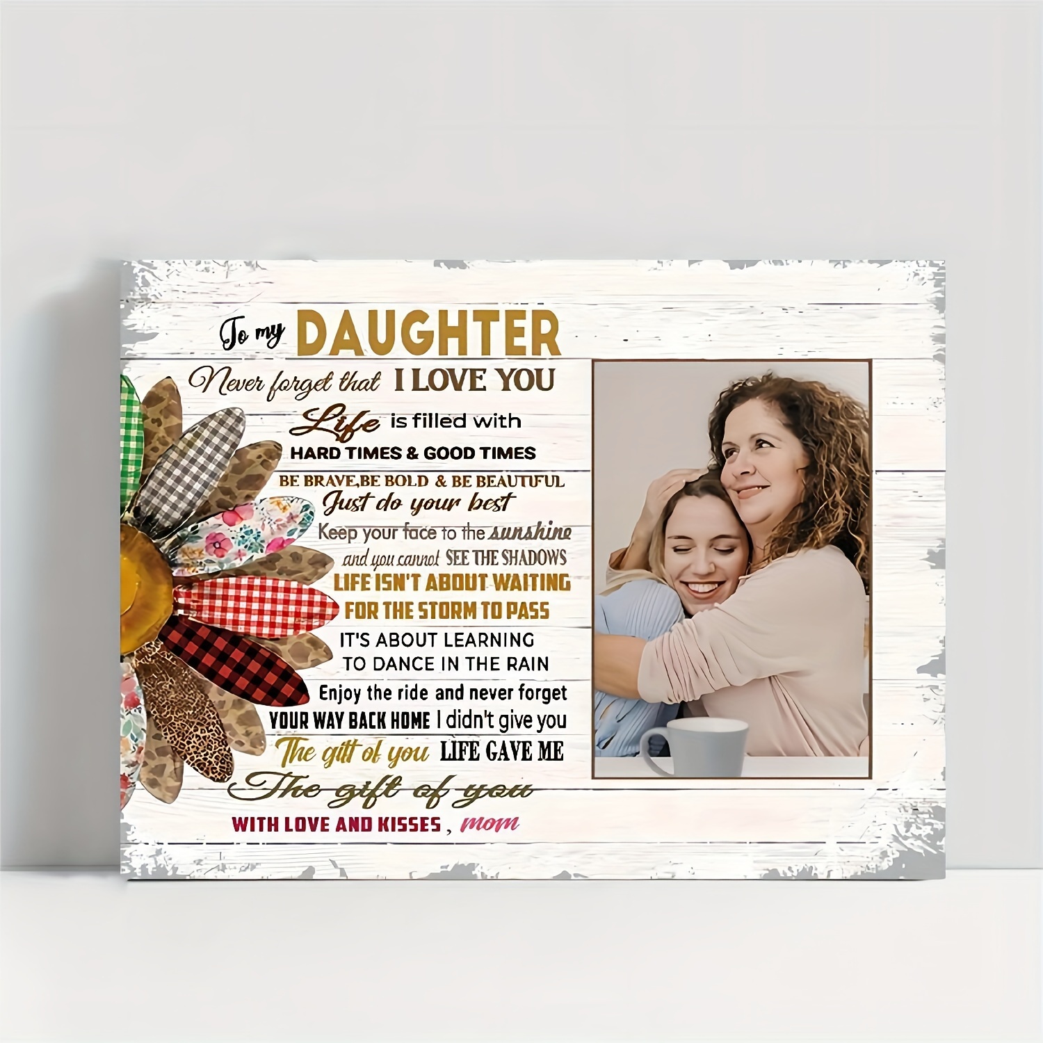 

Custom Wood Framed Canvas Print: 'to My Daughter' Personalized Photo Wall Poster - Perfect For Mother's Day, Christmas, Birthday, Graduation, Anniversary, Or Any Special Occasion