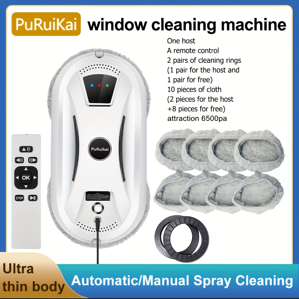 Puruikai 02 Almacén Local Robot de Limpieza de Ventanas Inteligente Rociador Automático...