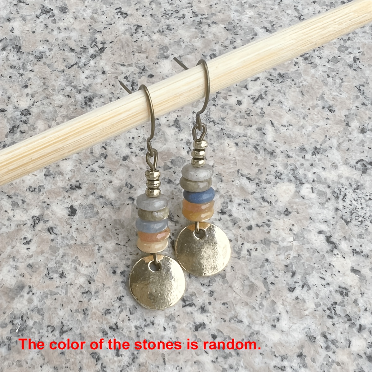 TEMU (the Color Of Is Random) A Pair Of Easy Beaded Circular Pendant Earrings For Daily Wear Earrings, Party Gifts