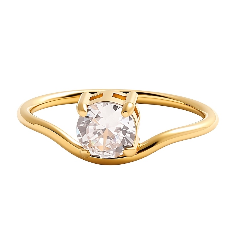 Stylish Minimalist Stainless Steel Ring with Synthetic Zircon