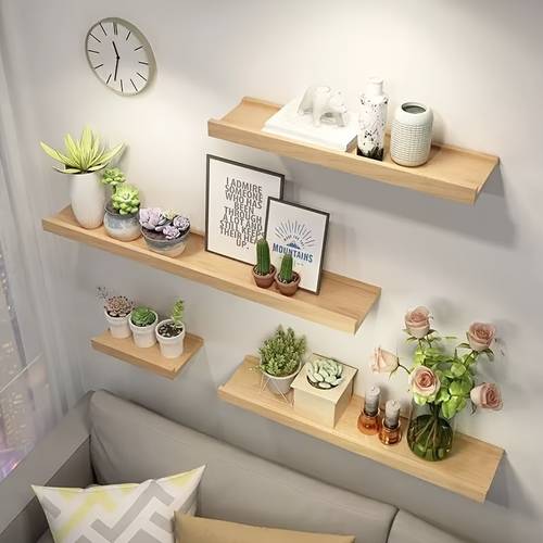 1 estante de madera - estantería de pared de madera estilo retro, tamaño múltiple , adecuada para dormitorio, , almacenamiento, estante de exhibición que , para libros, decoraciones, plantas, decoración de estilo moderno