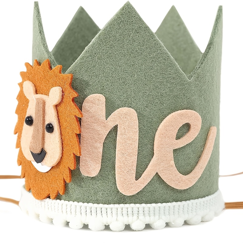 

Jungle Lion 1st Birthday Crown - Felt Animal Hat For , First Birthday Party Decorations