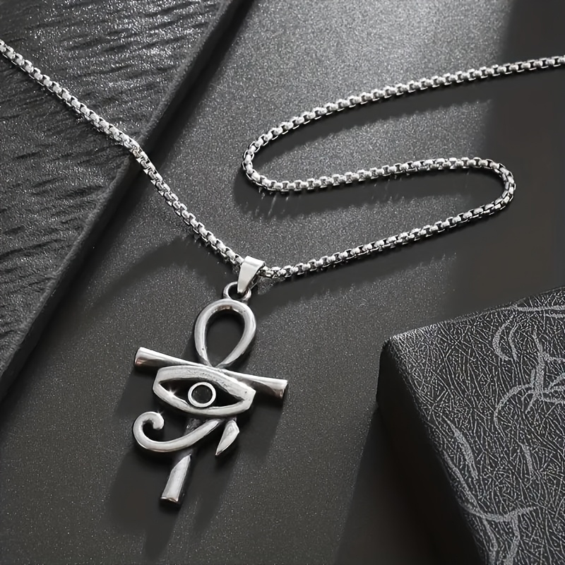 Retro Ethnic Style Eye of Horus Ankha Cross Pendant Necklace