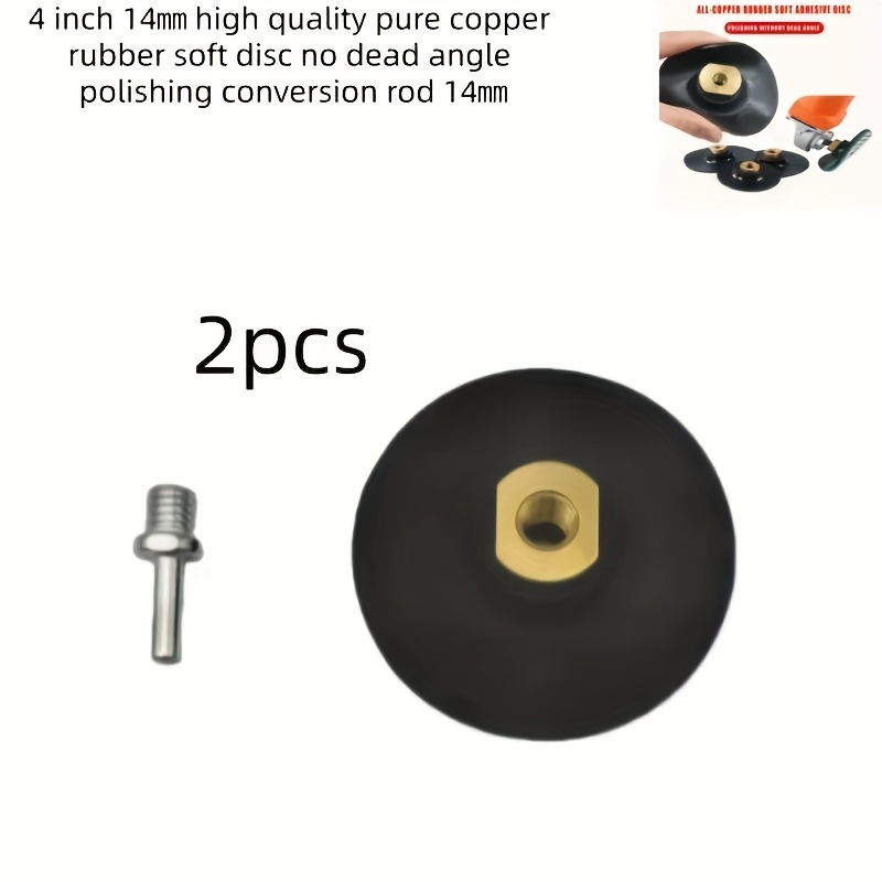 TEMU 4-inch M10 M14 New Set Of Rubber Polishing And Grinding Pads With No Dead Corners   Connecting Adapter For Angle Grinder's Self-adhesive