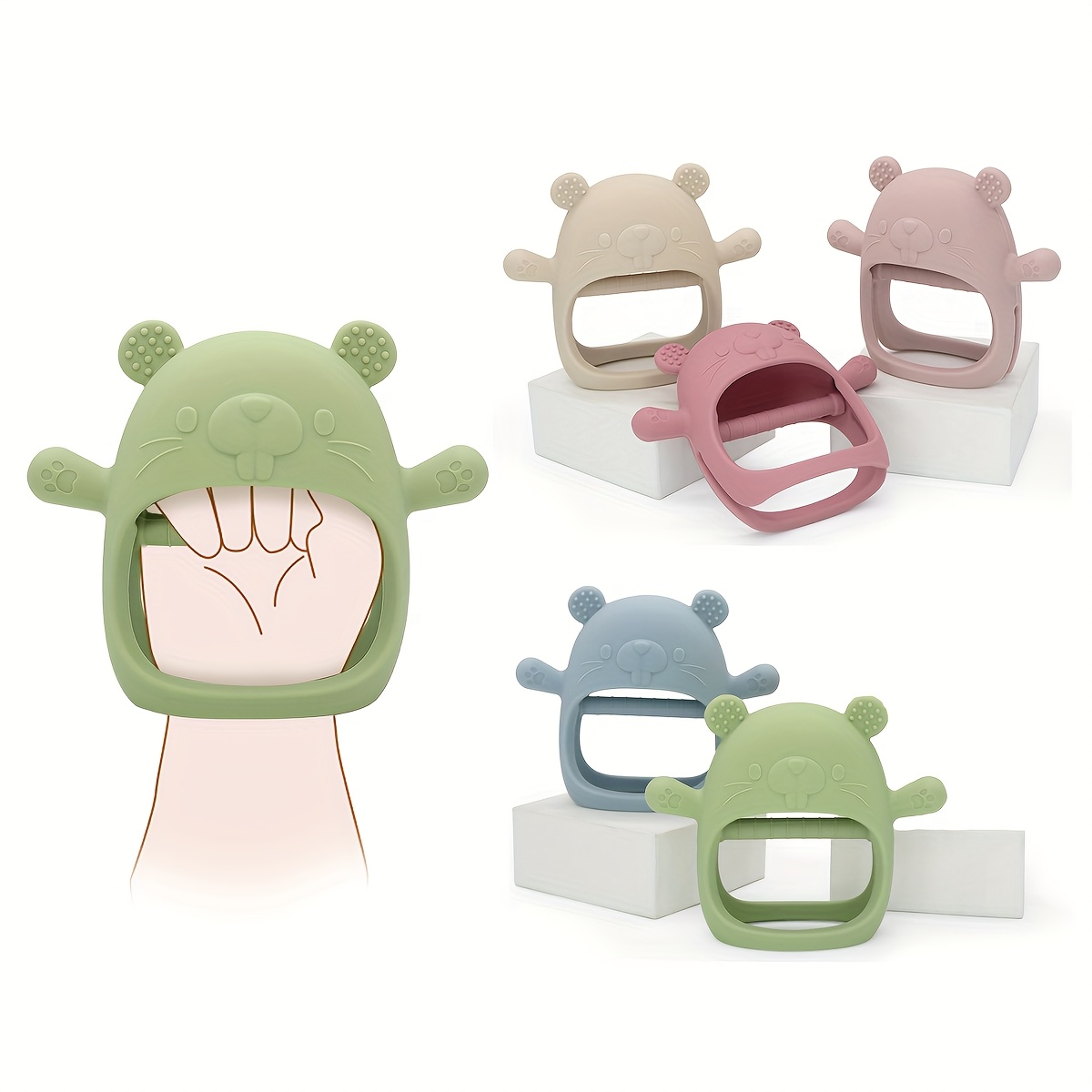 1pc Cute Bear-Shaped Silicone Teether for Youngsters - Food-Grade, Durable, Non-Drop Teething Toy in Mixed Colors | Ideal Thanksgiving & Christmas Gift for Youngsters, Safe Youngsters Accessory|Playful Youngsters Toy|Durable Teether, Youngsters Teething Toys