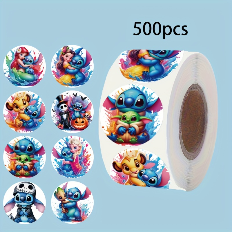 

Zanbee Pvc Roll Of 500 Cartoon Character Adhesive Seals For Party Favors, Envelope Seals, Office Supplies, Journal Decorating, And Gift Bag Labeling - Featuring Popular Animated Figures