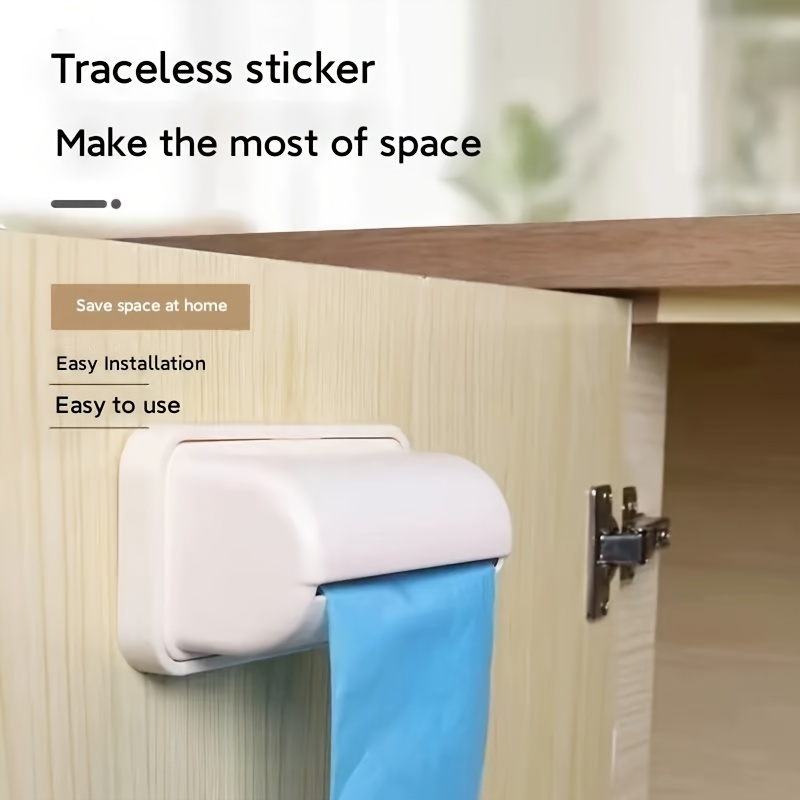 

1pc Space-saving Plastic Garbage Bag Dispenser, Traceless Adhesive Wall Mount, , Home Storage Solution