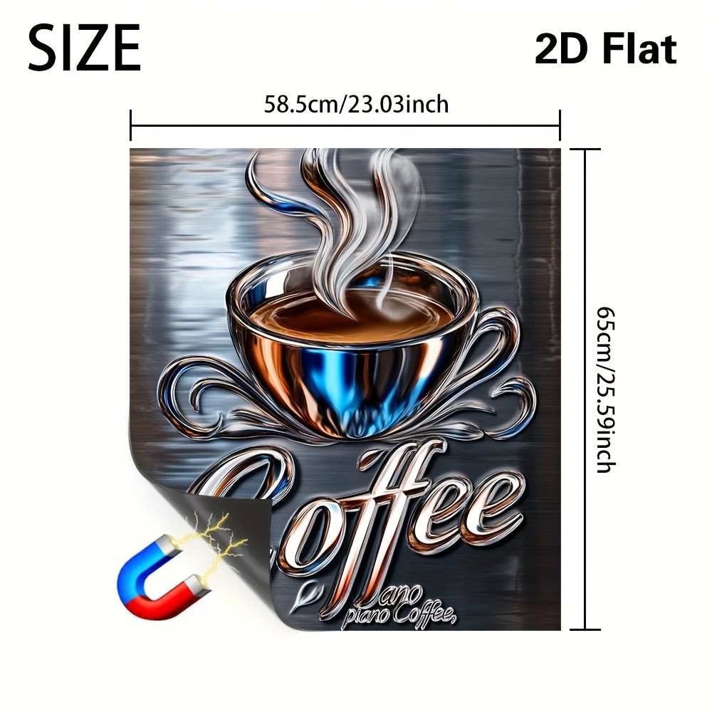 E-shop 1 Stück Magnetische Kaffeemaschinen-Abdeckung für Geschirrspüler, Ofen, Kühlschrank - Metallische Magnetplatte mit Kaffeebohnen- &
