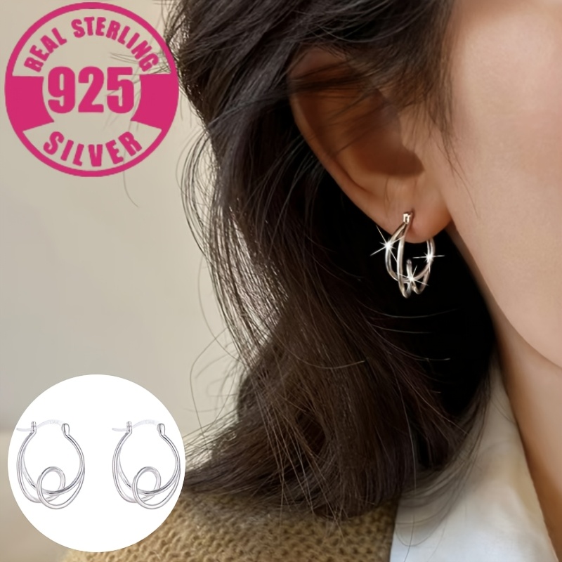 

Unique And Design Of S925 Silver Knotted Thread Earrings For Women In Japanese And Korean Style, Featuring A Wrapped Ear Cuff Less To Cause Allergies, Making It A Perfect Gift For Your Girlfriend.