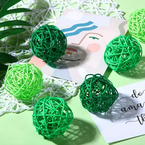  DomeStar Bolas decorativas verdes para centro de mesa, 24 bolas  de mimbre, decoraciones de primavera, bolas de ratán, rellenos de jarrones  : Hogar y Cocina