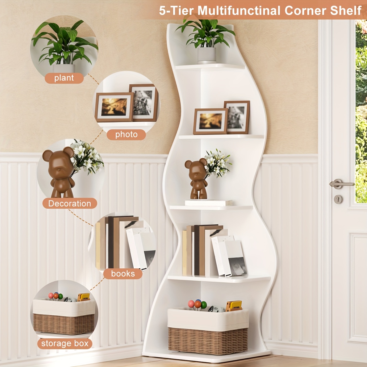 modern minimalist corner shelf multi functional storage rack - Temu