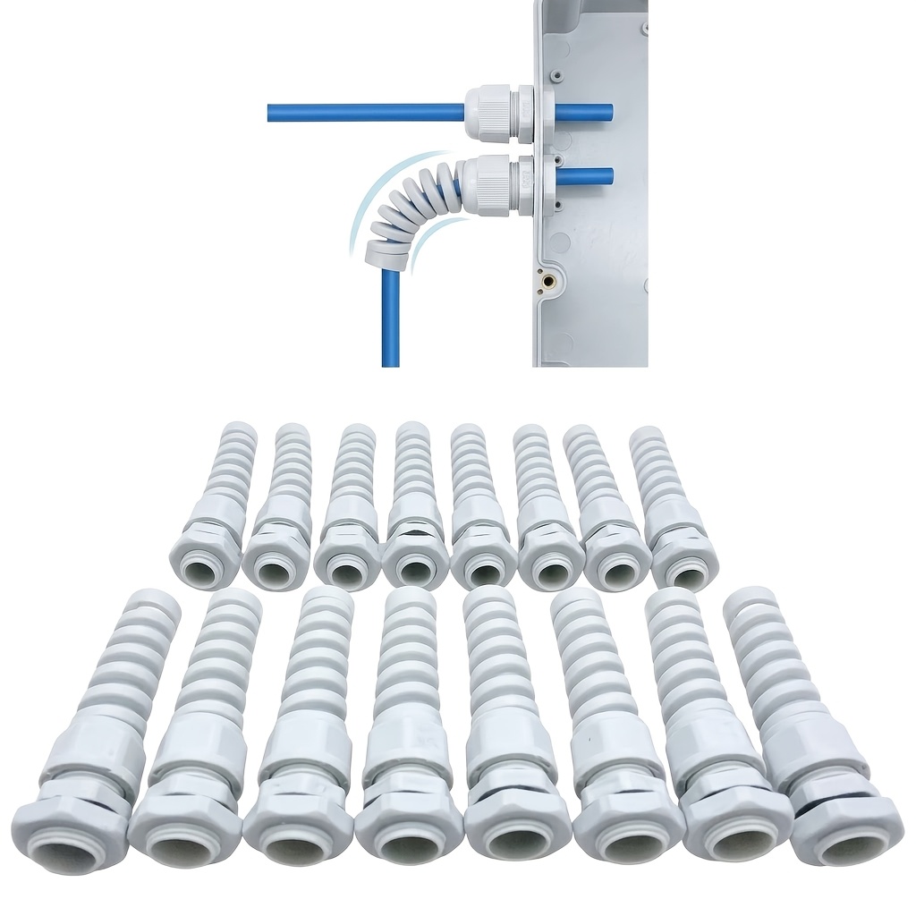 TEMU Set di 16 guarnizioni per cavi tipo M16-M12, guaina per cavi resistente, protezione telescopica flessibile compatibile con cavi da 3-8 mm per