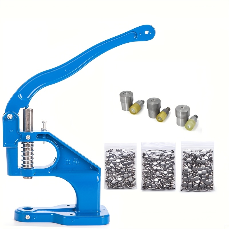 TEMU 1 Blue Hand Press Machine With 300 Silvery Studs (6 Mm, 8 Mm And 10 Mm) And 3 Sets Of Rivet Die Hand Tools Leather Craft Supplies
