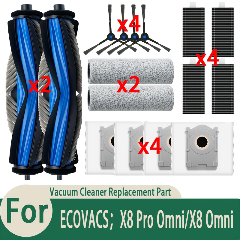 TEMU 16pcs Replacement Parts For X8 Pro Omni/x8 Omni/ S14 Plus Robot Vacuum Cleaner - Spare Accessories 2 Main Brush 2 Roller 4 Hepa Filters 4 Side