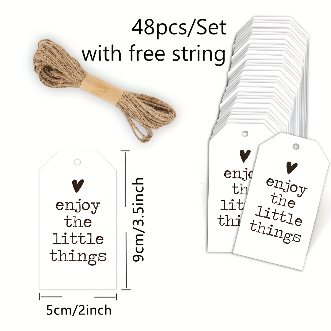 TEMU 48pcs, Enjoy Text And Greeting Tags, Thank You Tags, Gift Labels With Free String, Suitable For Business Use And Holiday Favor Decorations