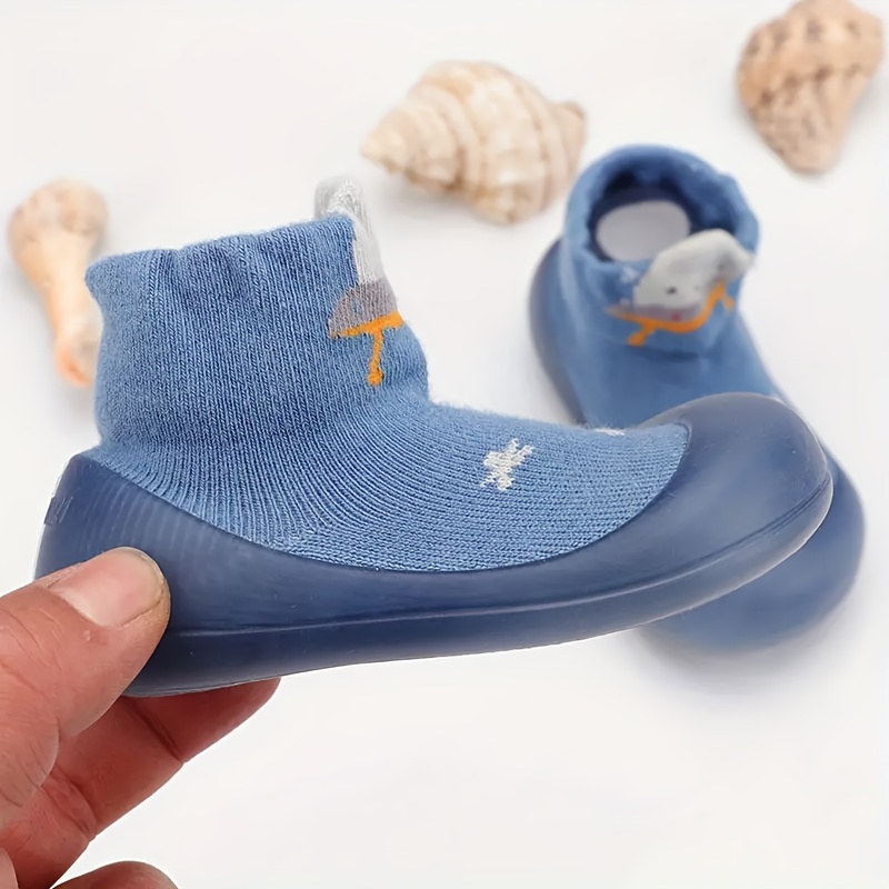 Adorable Cartoon Animal Slip-On Baby Sock Shoes - Cozy, Non-Slip Rubber Sole Walking Shoes for Newborns & Toddlers - Soft Fabric, All-Season Comfort in Blue, Yellow, Pink, & Brown, Toddler Shoes