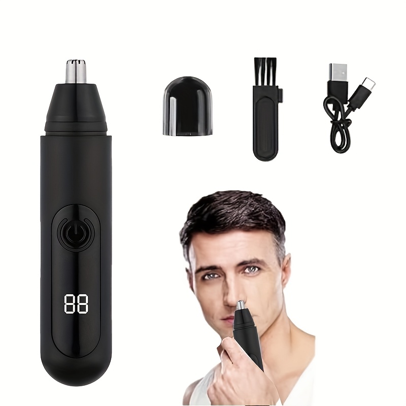 1pc electric nose hair trimmer usb rechargeable ear and nose hair clippers facial hair trimmer for eyebrows and body portable design with neck brush plastic material 500mah lithium battery Product details 2