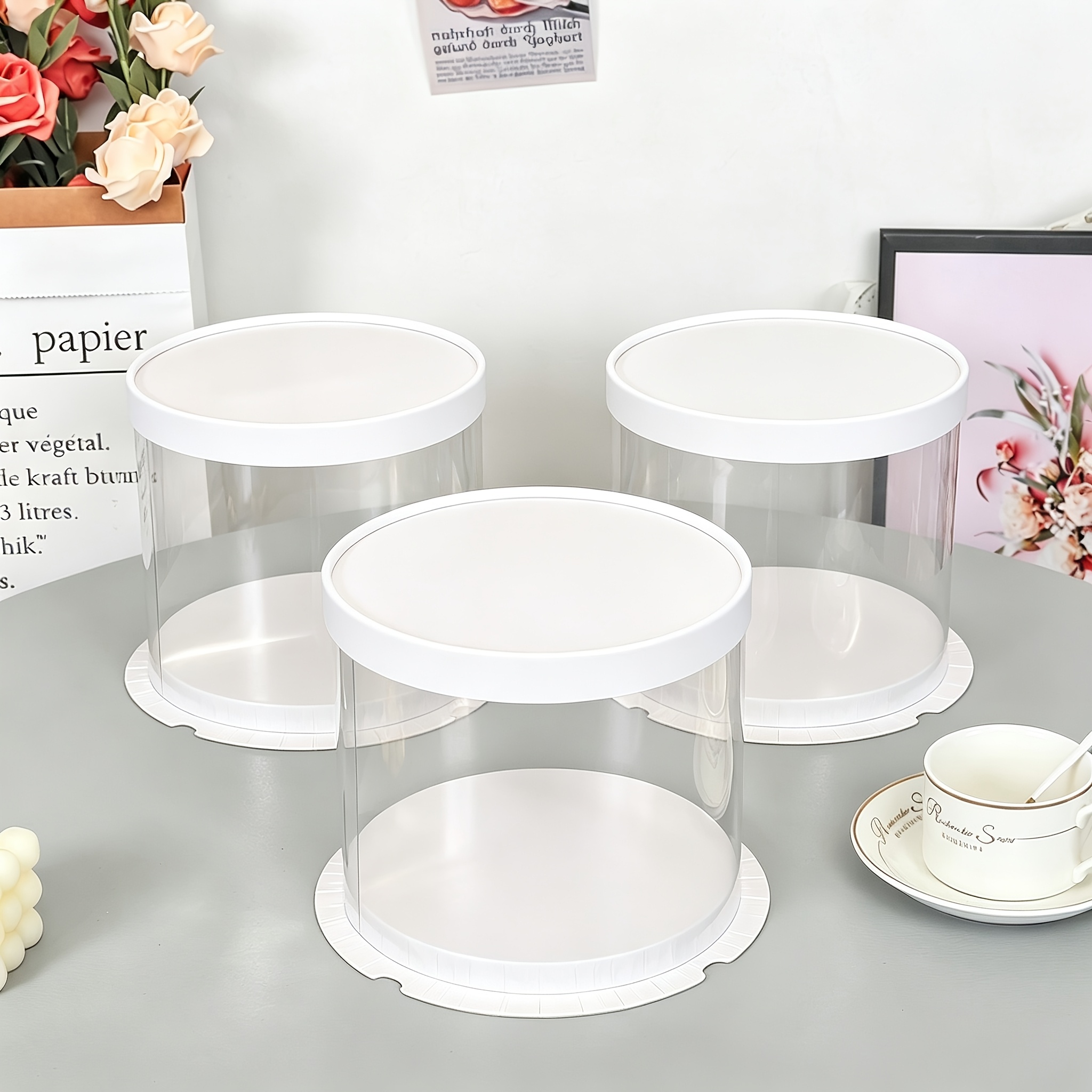 TEMU Ensemble de 3 boîtes cadeaux en plastique transparent haut de gamme avec boule, décorées d'un couvercle et d'un récipient d' à boule, boîte