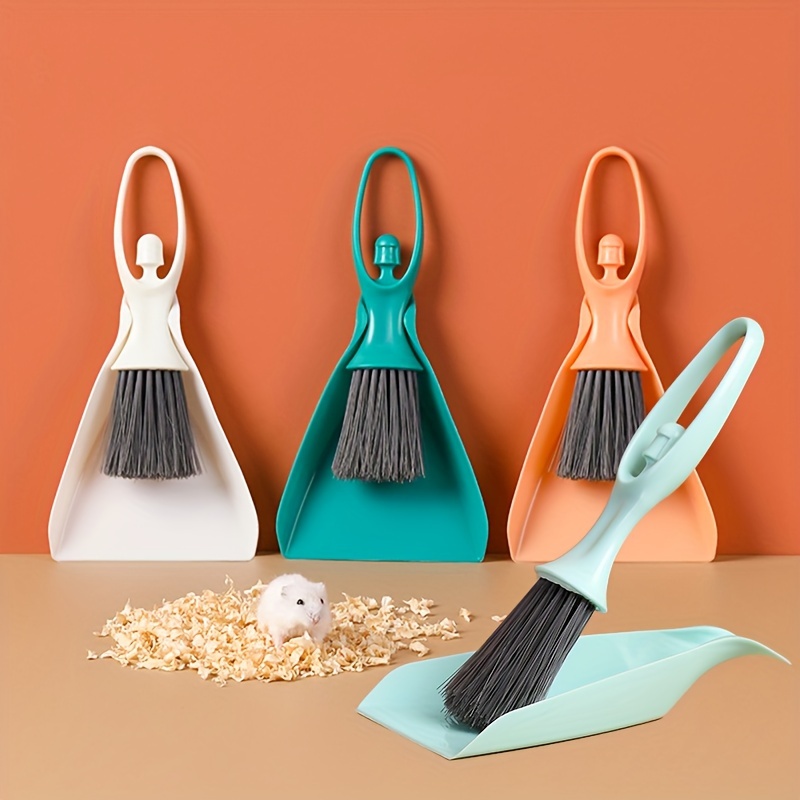 

Pet Rat Cage Cleaning Brush And Dustpan Set - Durable Plastic Mini Broom With Handy Hanging Hook, Small Animal Habitat Clean-up Kit For Hamsters