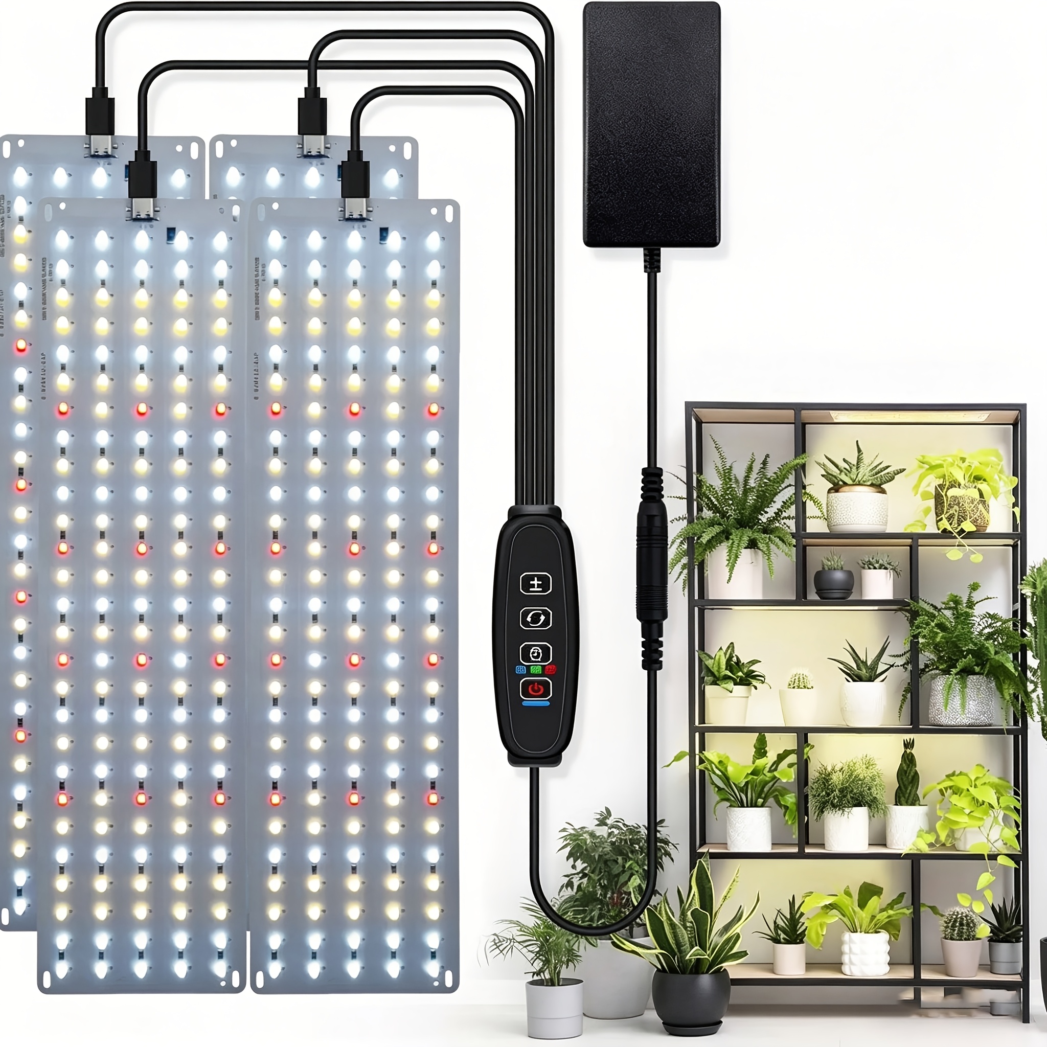 TEMU Led Plant Growth Light, 400leds Simulated Sunlight Indoor Growth Light, Automatic Timer Switch, Adjustable , Plant Rack, Cabinet Plug And Play,