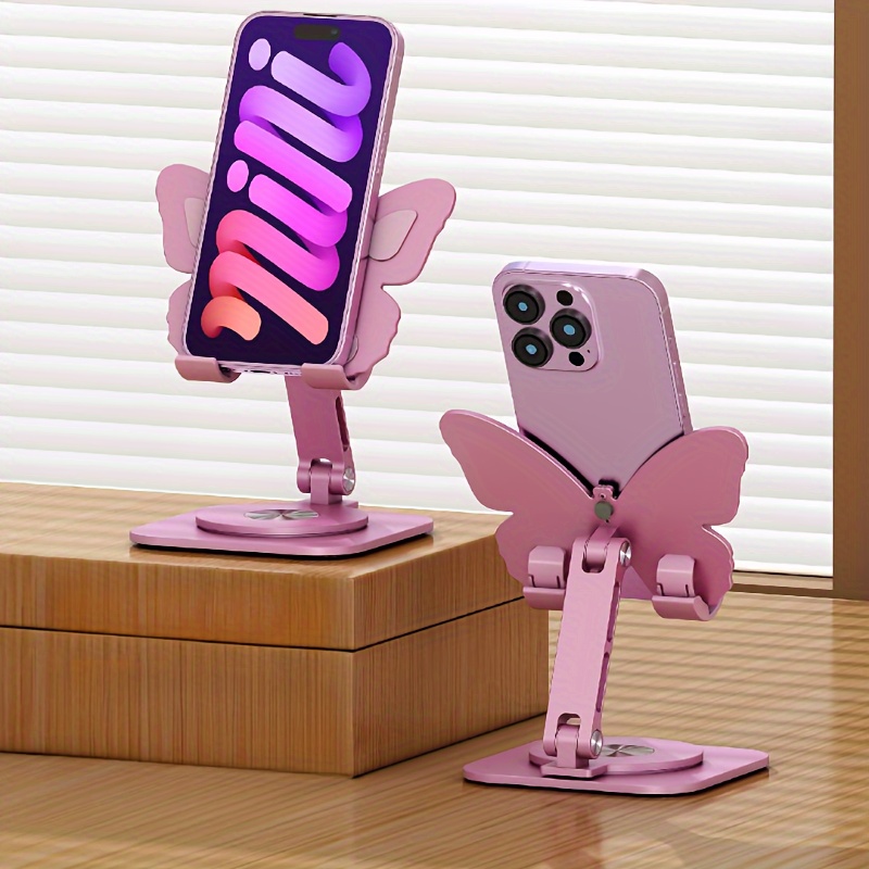 

Lazy Mobile Phone Stand With Aluminum Alloy Butterfly Design, Desktop 360-degree Rotation Universal Folding Tablet Stand