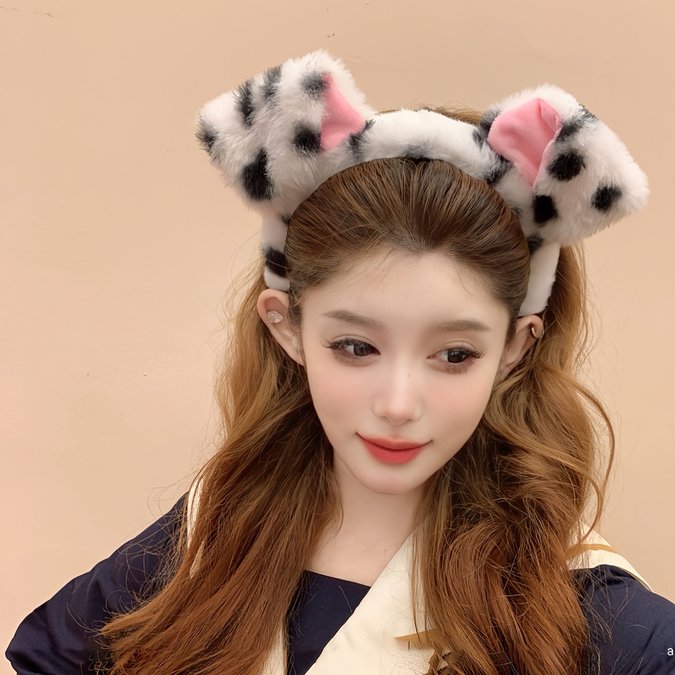 TEMU 1pc Women's Cartoon Puddling Dog Cute Dog Ear Headband Headdress Dog Dog Headband Women's Plush Hair Additions Cute Spotted Cosplay Comic