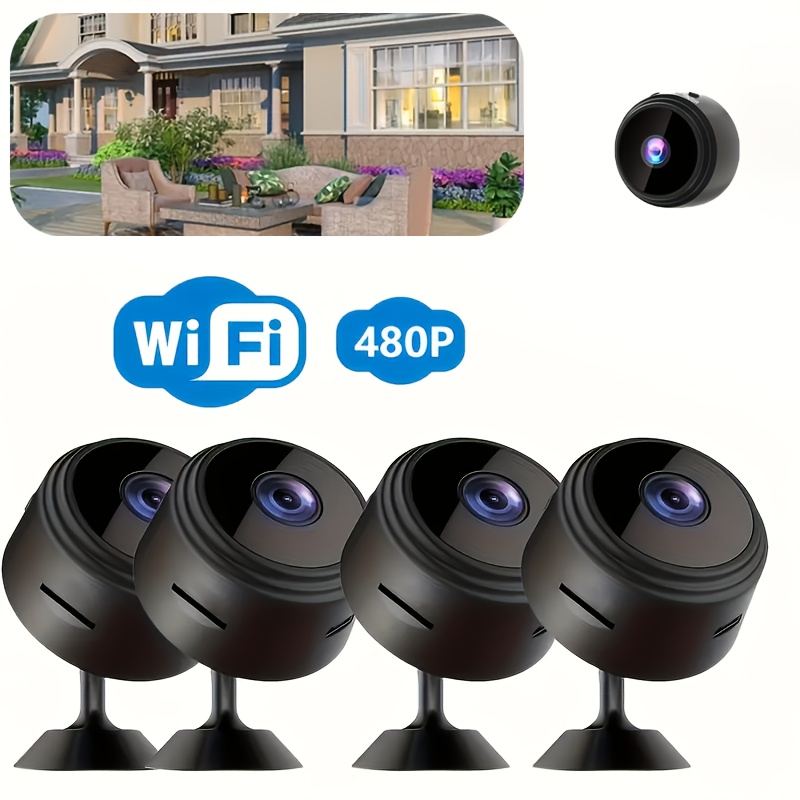 camara de vigilancia inteligente para el hogar, cubierta magnética trasera,   y portátil, batería recargable usb, conexión inalámbrica, soporte wi-fi con aplicación   para móvil, monitoreo interior y   - asistente de seguridad