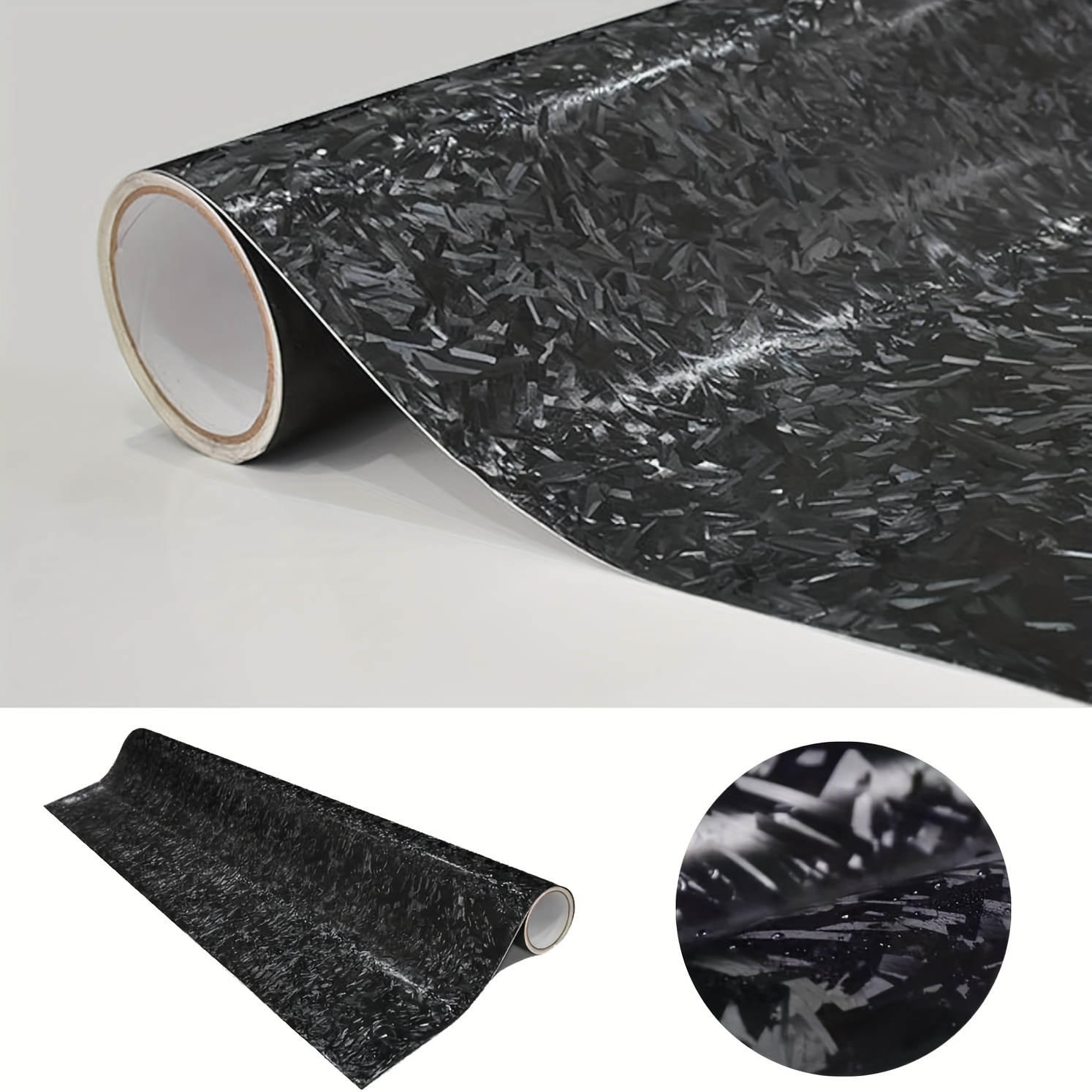TEMU 19.69" X 118.11" Carbon Fiber Pet High Gloss Adhesive Film High Gloss Uv Protection Waterproof Great For Cars Motorcycles And Diy