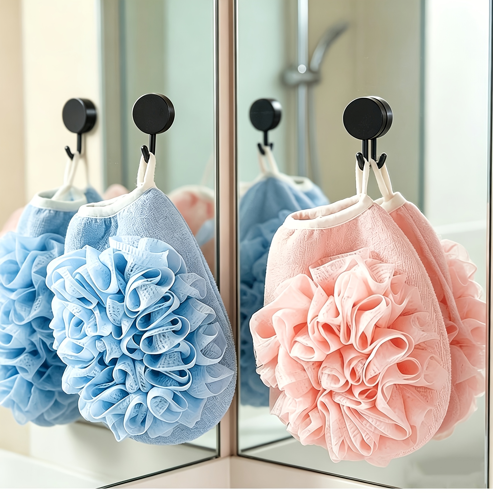 Bath Flower Glove & Hook Set, 2pcs for Exfoliation