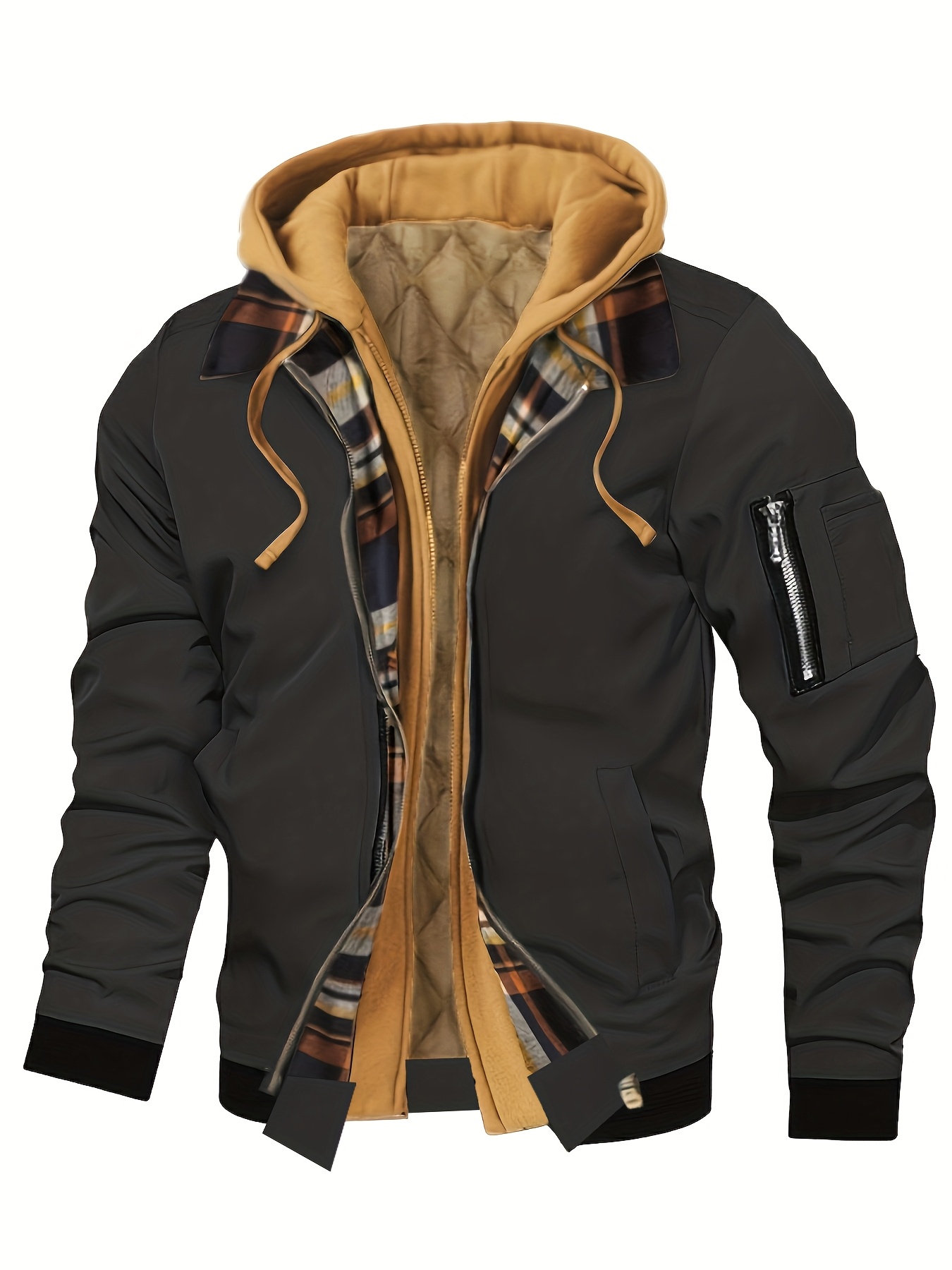 Veste d'hiver à capuche pour homme Pearson OBM, style coréen, un vêtement d'extérieur décontracté et tendance, couleur unie, style formel, avec détails de fermeture éclair