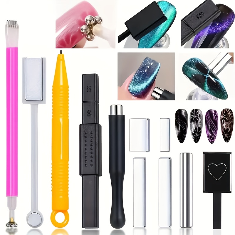 

11pcs 3d Cat Eye Gel Nail Tool Set, Double Head Nail Magnets, Formaldehyde- Magnet Pen Sticks, Magnet Set For Manicure Tools & Accessories