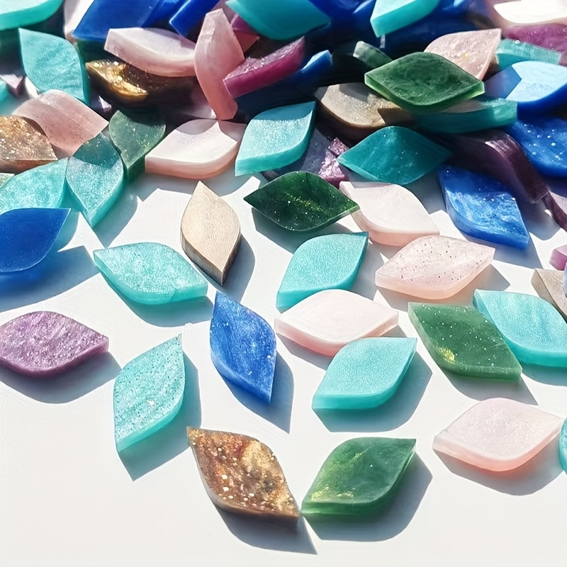 E-shop 78-teiliges Multicolor Kleines Blatt Gemischtes Acryl, Bastelbedarf, Kerzenständer und Wohnkultur, Mosaikfliesen-Set, Kreatives Material