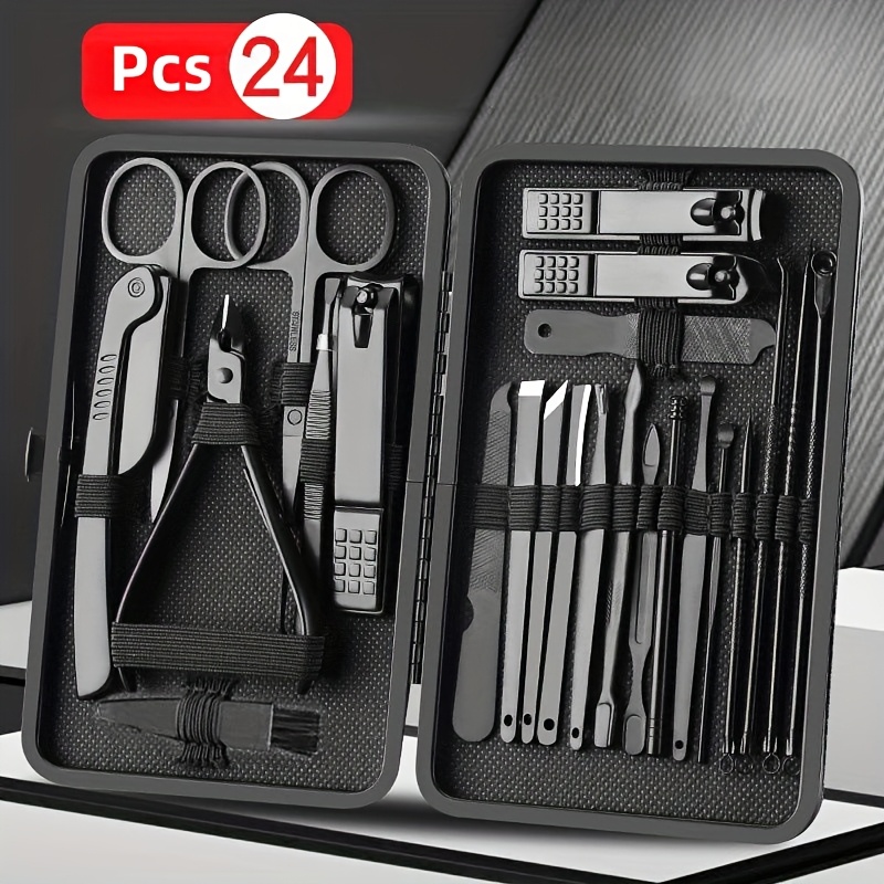 TEMU 24pcs Nail Clipper And Manicure Tool Set, Comes With A Portable Travel Case, Cuticle Nippers And Cutting Kit, Professional Nail Clipper And Pedicure Kit, Travel