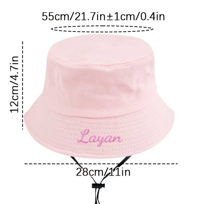 TEMU Personalized Embroidery Customization, Fisherman Hat In 4 Sizes, Solid Color Sun Hat, Lightweight And Foldable For , Multiple Embroidery Thread