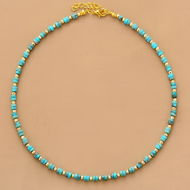 

Boho-chic Blue Imperial Stone Beaded Necklace - Versatile & Elegant For Everyday Wear Or Vacation, Perfect Gift For Her