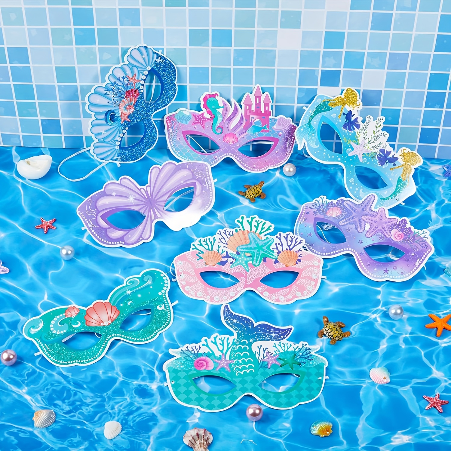 set 16 colorful mermaid masks paper animal costumes - Temu Saudi Arabia