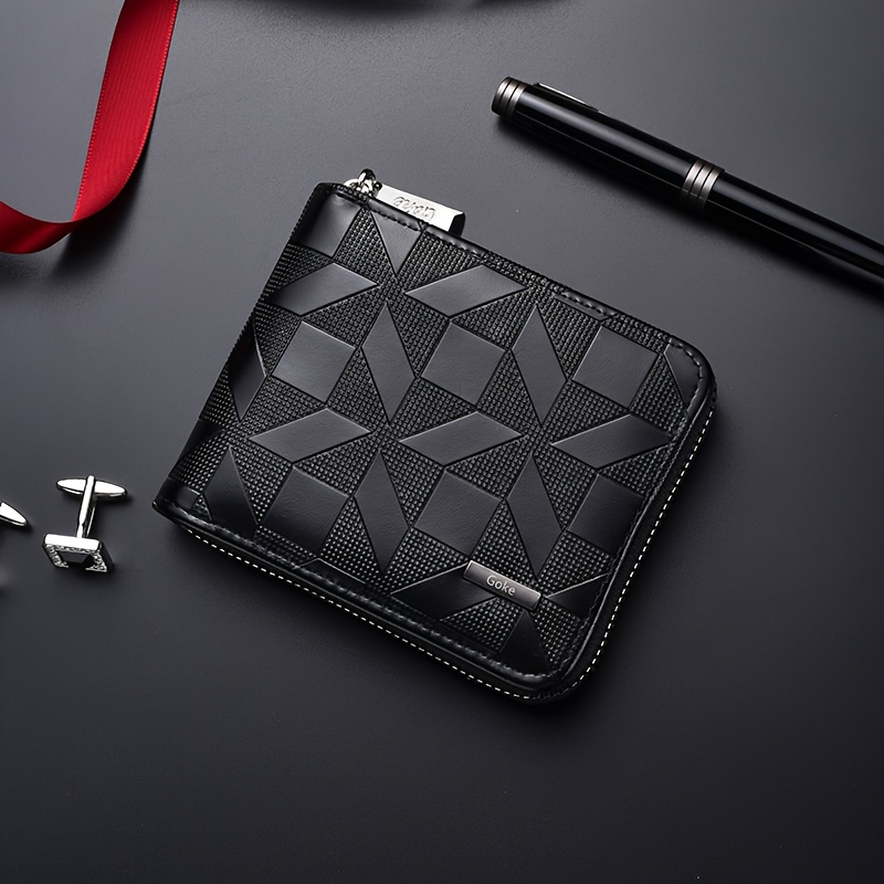 TEMU 's Vintage Short Zipper Wallet, Multifunctional And Color-block Money Clip, Large Capacity Coin Purse